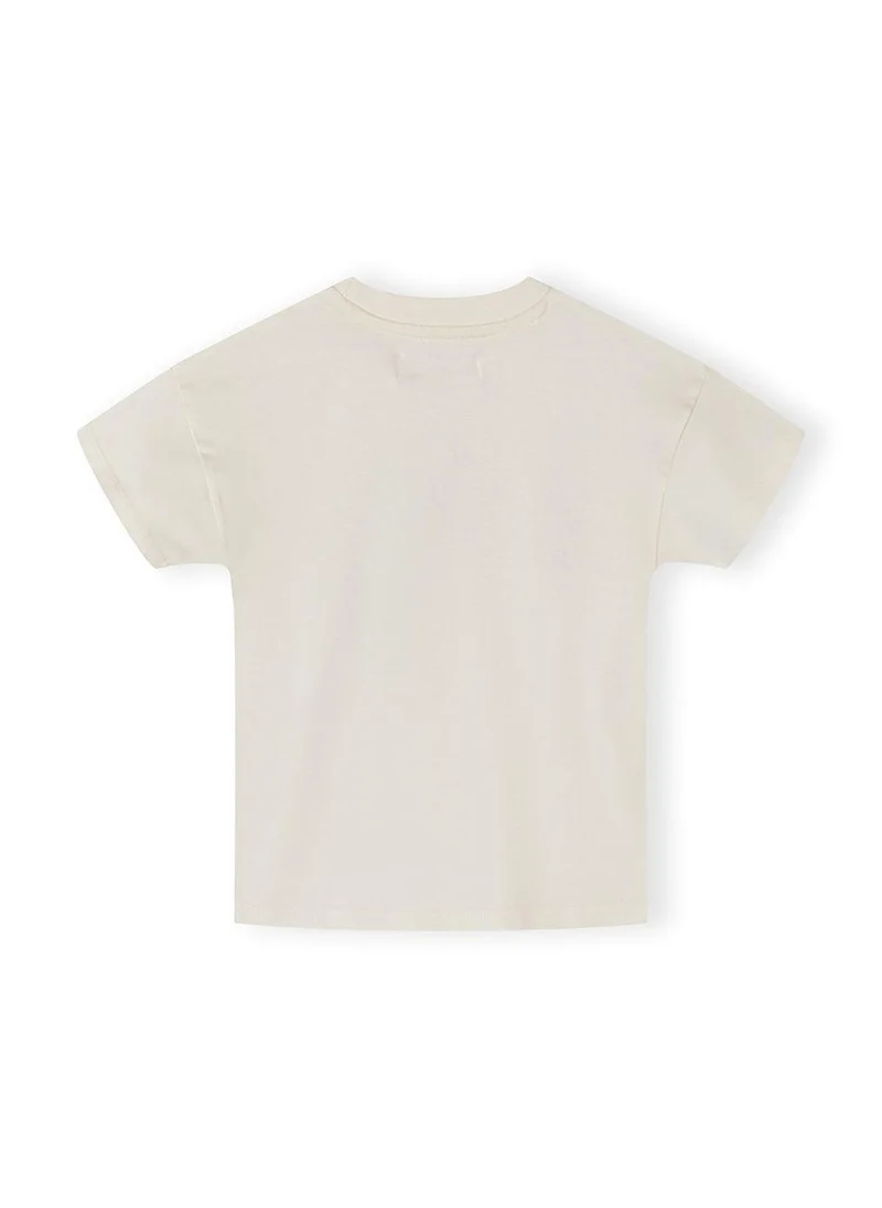 مينوتي Girls lightweight cotton t-shirt offwhite with crochet detail 3m-7y